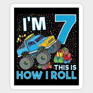 7th Birthday Monster Truck Party Gift 7 Year Old Boy Sticker